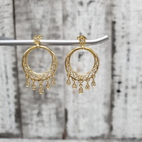 14K Dreamcatcher Style Dangle Earrings w/ Friction Backs