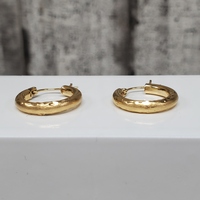 14K Fancy Cut Hoop Earrings