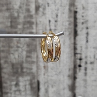 14K TriColor Fancy Cut Hoop Earrings
