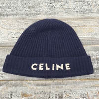 Celine Blue Men's Ribbed Wool Beanie