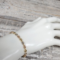 14K TriColor Puffy "Gucci Style" Link w/ Clear Stones Bracelet