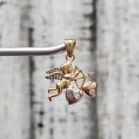 14K TriColor Angel Arrow Religious Pendant 