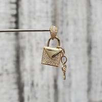 14K Lock and Key CZ Pendant