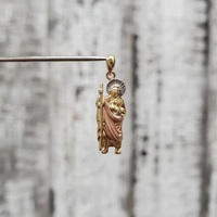 14K TriColor San Judas / St. Jude Religious Pendant