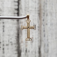14K CZ Cross Religious Pendant
