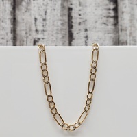 23.75" 14K Diamond Cut Semi Solid Figaro Link Necklace