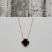 17.258" 14K Thin Chain w/ Black Clover Design Attached Pendant