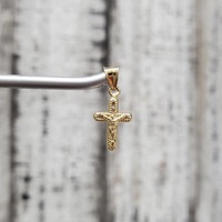 14K Small CZ Crucifix Cross Jesus Religious Pendant