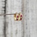 14K CZ + Synth Ruby Small Hoop Earrings