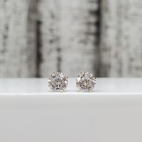 14K Round Clear CZ Earrings w/ Small Baby Style Screwbacks