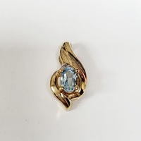 10K Diamond + Blue Topaz Pendant