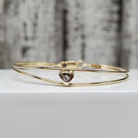 14K Baby Bangle Bracelet w/ Heart w/ CZ