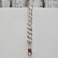 7.85" Silver Solid Cuban Link Bracelet