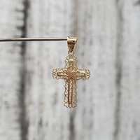 14K CZ Cross Religious Pendant