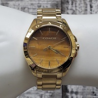 $278 Coach Tristen Color Dial Tiger Eye Gold Tone Watch 