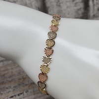 7.25" 14K Tricolor Fancy Heart Design Bracelet