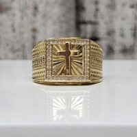 14K Cross Design CZ Ring