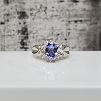 14K Oval Tanzanite Diamond Ring