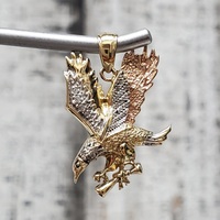 14K TriColor Flying Eagle CZ Pendant