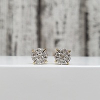 14K Cluster Stud Diamond Earrings