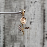 14K TriColor Rose Flower Pendant