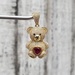 14K Teddy Bear CZ + Synth Ruby / Heart Pendant