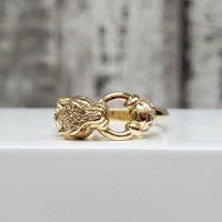 14K Panther Head Handle CZ Ring