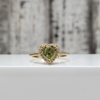 14K Heart Shaped Green Stone + CZ Ring