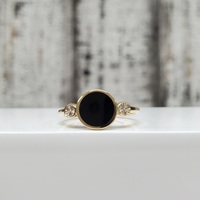 14K Black Stone + CZ Cluster Ring