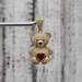 14K Teddy Bear CZ + Synth Ruby Heart Pendant