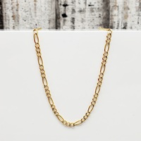23.5" 14K Solid Diamond Cut Figaro Link Necklace 