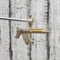10K Gun / AK47 Single Cut Diamond Pendant
