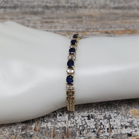 7.25" 14K Diamond + Sapphire Bracelet