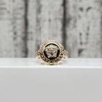 14K Medusa Cuban Link Chain Design Ring w/ Black Stone + CZ