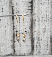 14K TriColor Fancy Dangle Bead Earrings