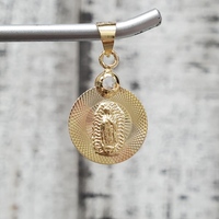 14K TriColor Virgin Mary / Guadalupe Round Religious Pendant