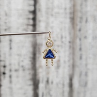 14K Blue Triangular Stone Little Girl Pendant