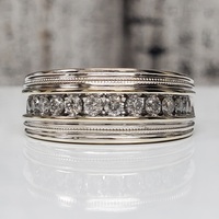 14K Diamond Milgrain Band Ring