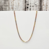 18" 14K TriColor Diamond Cut Curb Link Necklace