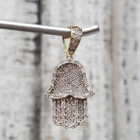 10K Diamond Hamsa Pendant