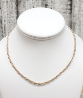 14K TriColor Twisty 3 Strand Design Choker Necklace