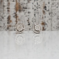 14K Cluster Diamond Stud Earrings 