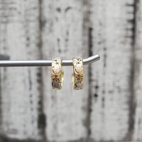 14K Tricolor Hoop Fancy Design Earrings
