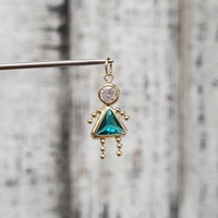 14K Green Triangular Stone Little Girl Pendant