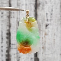 14K Carved Jade Fish Pendant