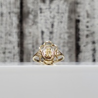 10K TriColor CZ Virgin Mary / Guadalupe Religious Ring