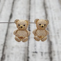 14K Teddy Bear CZ Earrings w/ Friction Backs