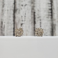 14K Diamond Cluster Stud Earrings w/ Screwback Posts / Friction Backs