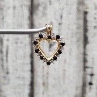 10K Diamond + Sapphires Heart Pendant