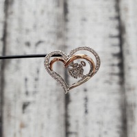 SLV / 10K White Sapphire Heart Angel Pendant